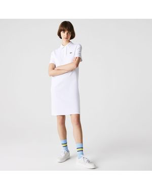 Lacoste Trumpet Sleeve Pique Polo Dress - White