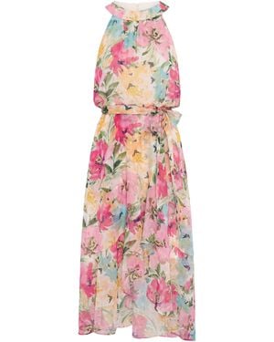 Gina Bacconi Beatrice Lurex Chiffon Dress - Pink