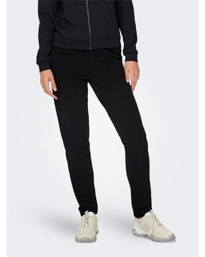 Only Play Mid-Waist Open Hem Fleece Joggers - Black