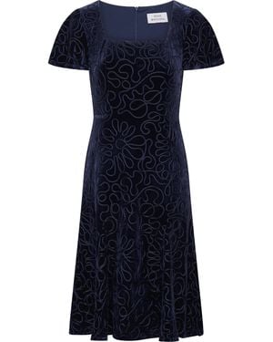Gina Bacconi Ray Velvet Midi Fit And Flare Dress - Blue