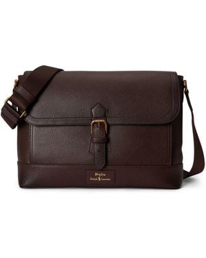 Polo Ralph Lauren Pebbled Leather Messenger Bag - Black