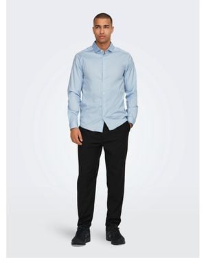 ONLY Long-Sleeve Plain Shirt - Blue