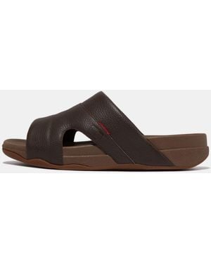 Fitflop Freeway Leather Pool Sliders - Brown