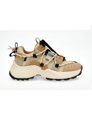 Steve Madden Tazmania Platform Lace-Up Chunky Trainers - Natural