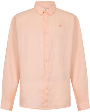 Timberland Mill Brook Linen Leaf Long-Sleeve Plain Shirt - Pink
