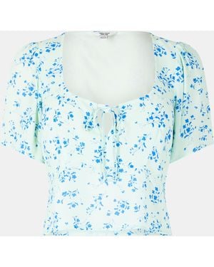 Jack Wills Jw Keyhole Short-Sleeve Blouse - Blue