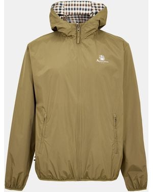 Aquascutum Reversible Check Hooded Long Sleeve Rain Anorak - Green