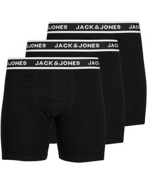 Jack & Jones Jack 3-Pack Solid Boxer Briefs Plus Size - Black