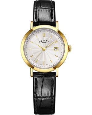 Rotary Ladies Heritage Ss Leather Watch - Metallic