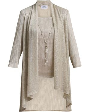 Gina Bacconi Natasha 3 Piece Metallic Trouser Suit - Natural