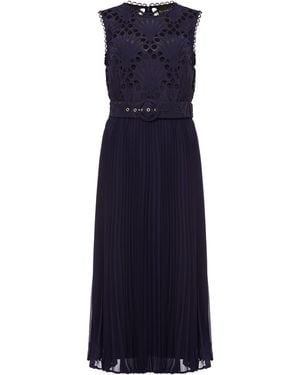 Phase Eight Amora Lace Bodice Pleated Dress - Blue