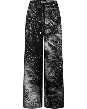 McQueen Smashed Screen Silk Trousers - Black