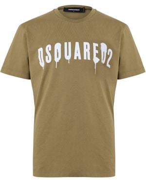 DSquared² Spray Logo T Shirt - Green