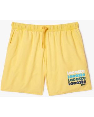 Lacoste Mid Length Washed Effect Swim Trunks - Yellow