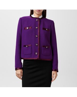 Dolce & Gabbana Wool Long Sleeve Overcoat - Purple
