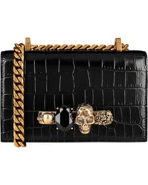 McQueen Jewel Knuckleduster Crossbody Bag - Black