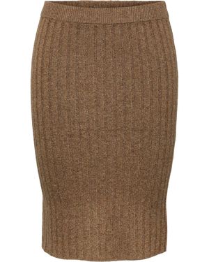 Pieces Cava Hw Skirt - Brown