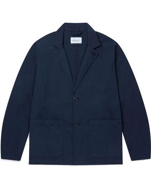 Albam Poplin Cotton Long Sleeve Blazer - Blue