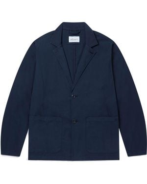Albam Poplin Cotton Long Sleeve Blazer - Blue
