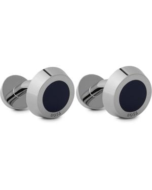 BOSS Simony Polished-Tone Cufflinks - Blue