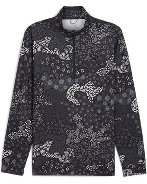 PUMA Camo Quarter Zip Long Sleeve T-Shirt - Black