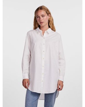 Pieces Noma Long-Sleeve Plain Shirt - White