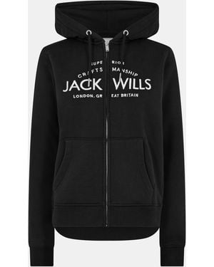 Jack Wills Hunston Logo Zip Hoodie - Black