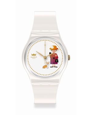 Swatch Adults Original Analogue Quartz Watch - White