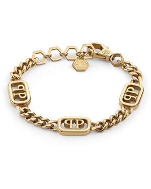 Philipp Plein Plein Lettering Chain Bracelet - Metallic