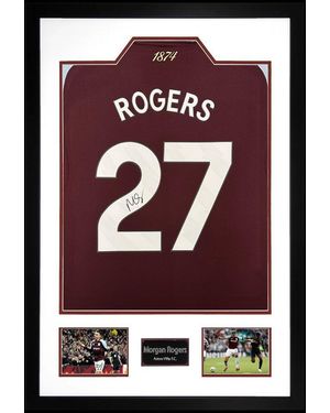 The Fan Cave Morgan Rogers Signed Aston Villa Shirt Premium - Black