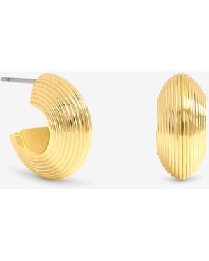 Jon Richard Ribbed Hoop Earrings - Metallic