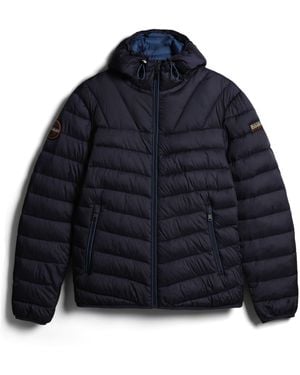 Napapijri Aerons Water Resistant Hooded Short Puffer Jacket - Blue