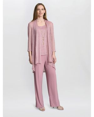 Gina Bacconi Natasha 3 Piece Metallic Trouser Suit - Pink