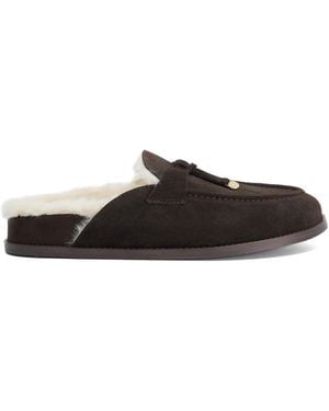 Dune Gravitas Suede Flat Mules - Black