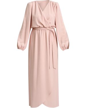 Gina Bacconi Bow Wrap Long Sleeve Maxi Dress - Pink