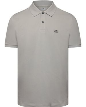 C.P. Company Logo Pique Short-Sleeve Polo Shirt - Grey