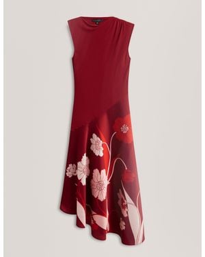 Ted Baker Print Midi Shift Dress - Red