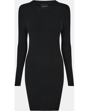 Pieces Long-Sleeve Knitted Jumper Dress - Black