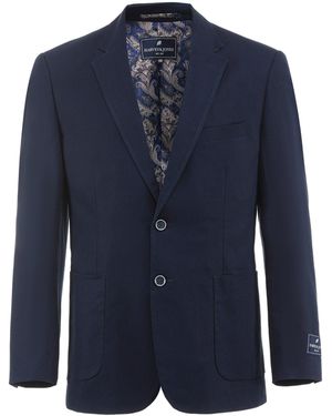 Harvey and Jones Viscose Long Sleeve Lapel Blazer - Blue