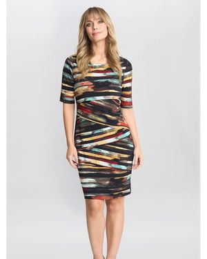 Gina Bacconi Rene Stripe Print Layered Dress - Black