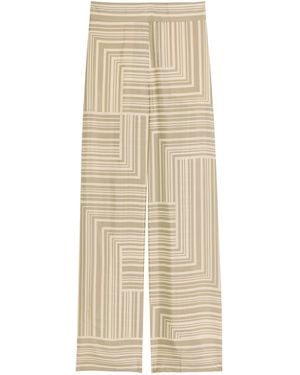JOSEPH Tr Dijon Grid Silk Trousers - Natural