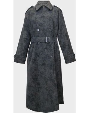 Biba Suede Long Sleeve Calf Length Faux Leather Jacket - Black