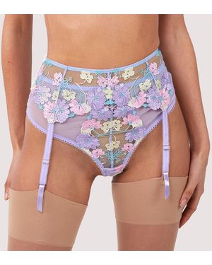 Playful Promises Luna Pastel Embroidery Picot Elastic Suspender - Blue