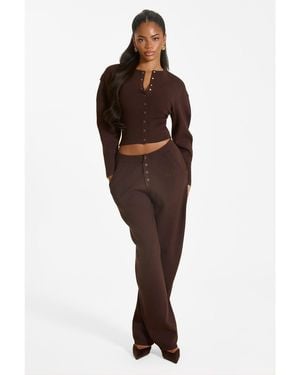 Mars the Label Button-Up Ribbed Knit Joggers - Brown