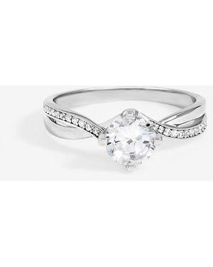 Jon Richard Rhodium Plated Solitaire Twist Engagement Ring - White
