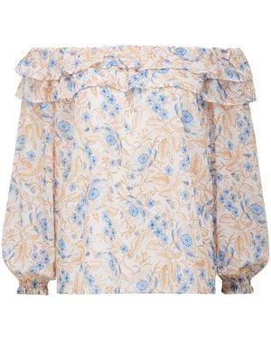Forever New Olivia Ruffle Bardot Top - Multicolour