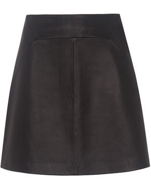 Whistles Leather A Line Skirt - Black