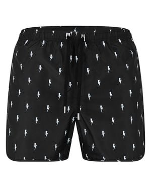 Neil Barrett Micro Bolt Shorts - Black