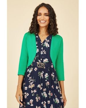 Yumi' Knitted Curve Bolero - Green