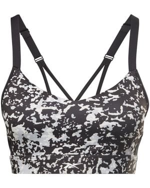 Reebok Lux Speckle Modern Safari Strappy Medium Impact Sports Bra - Black